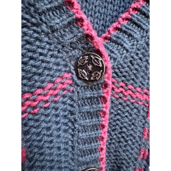VTG Kathy Ireland Plaid Patch Sweater Cardigan L Embroidered Leaf Heritage - Picture 4 of 12